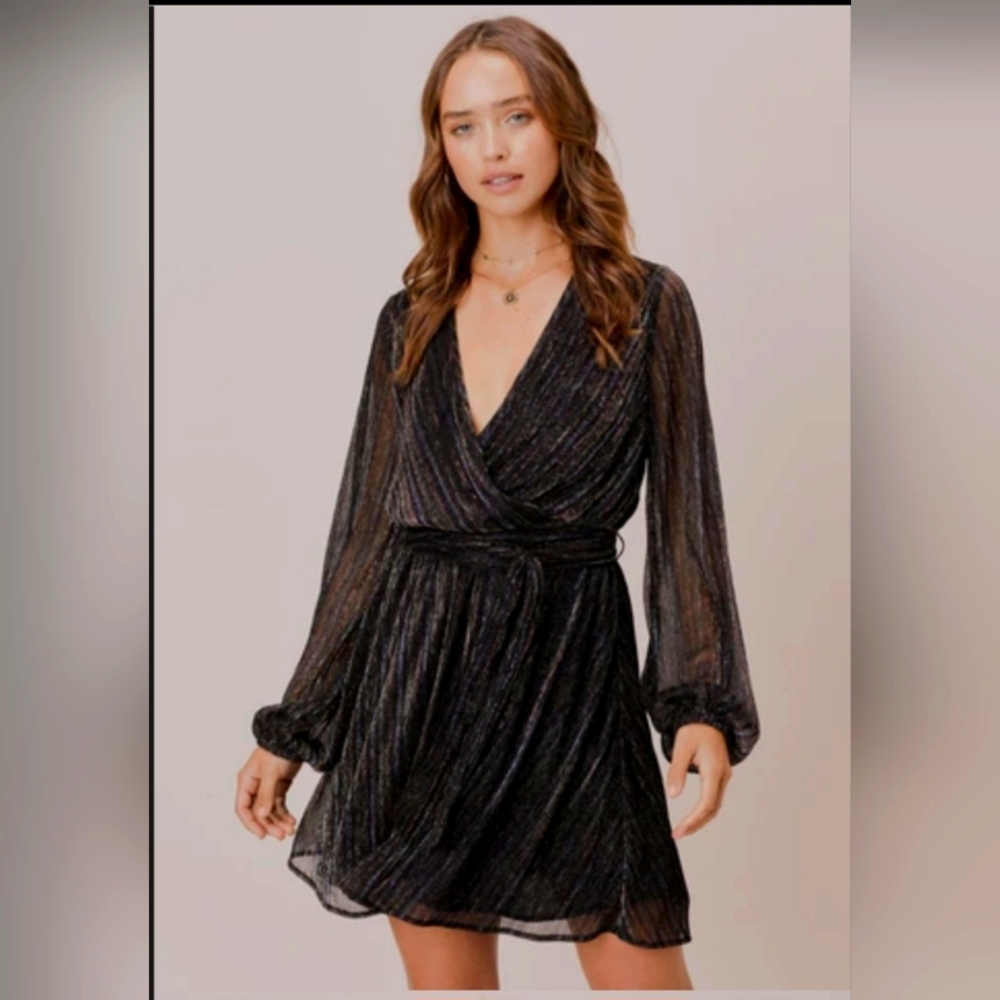 Lovestitch Metallic Long Sleeve mini Dress size small